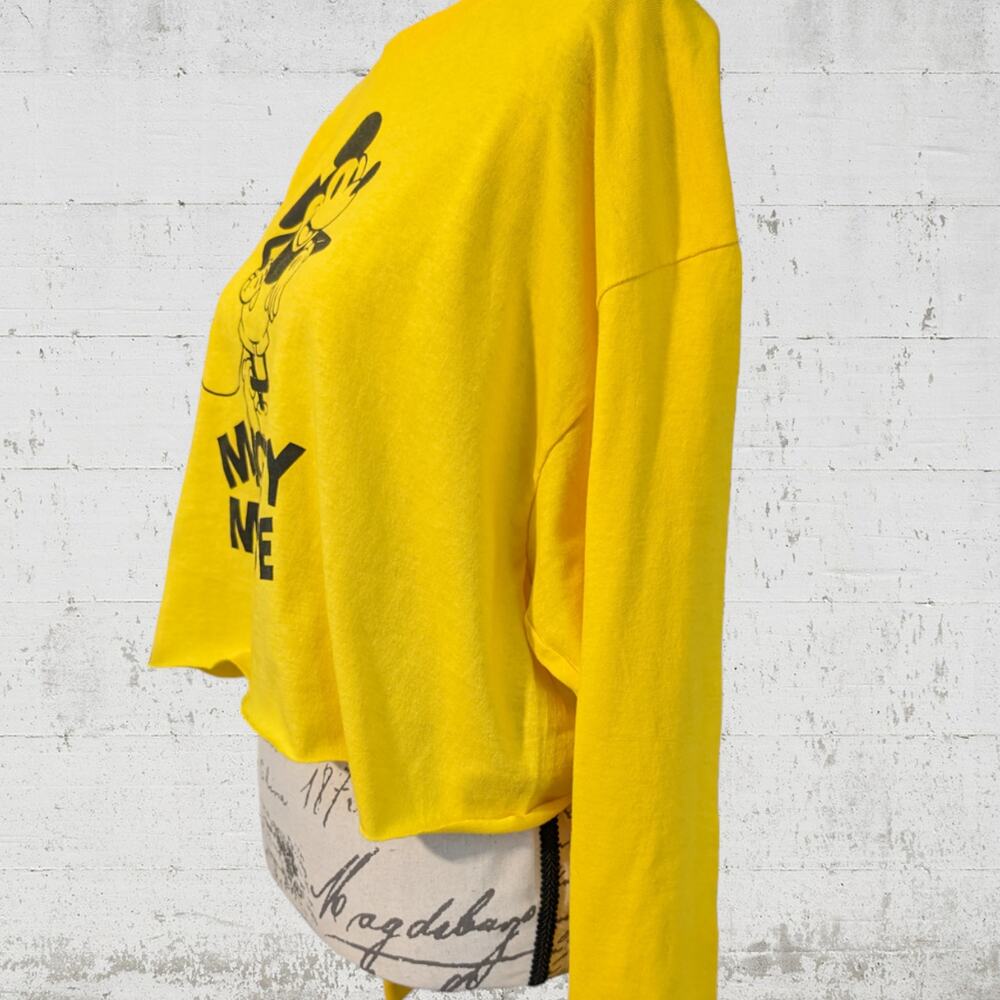 Disney Mickey Mouse Crop Tee, Long Sleeve Top Yellow NWOT, Size XL - Picture 2 of 5